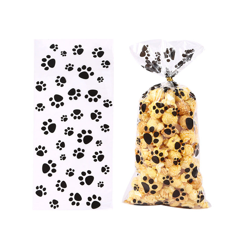 Wholesale Cartoon Puppy Claw Printed Transparent Candy Bag Food Sealing Tie Silk Bag